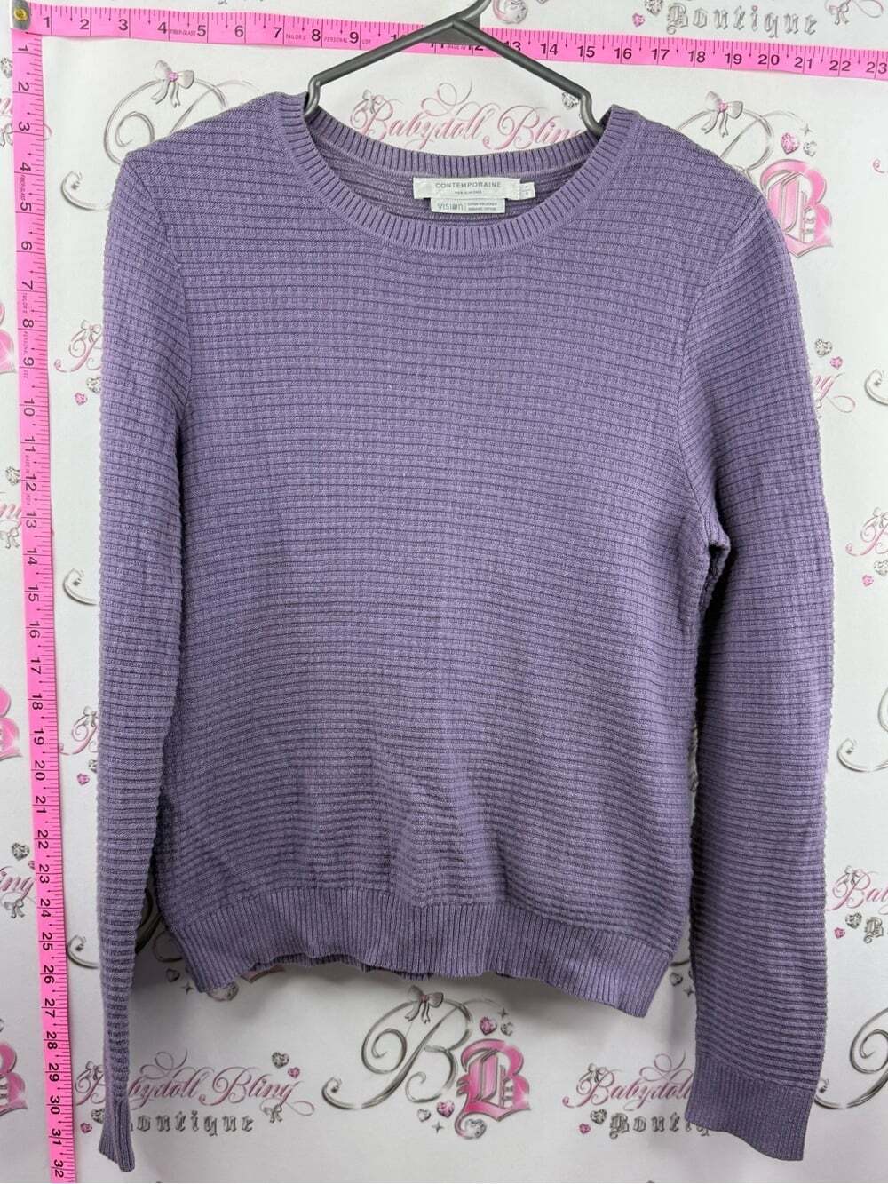Simons sweater dusty lilac Lavender Waffle-Knit Crewneck Sweater